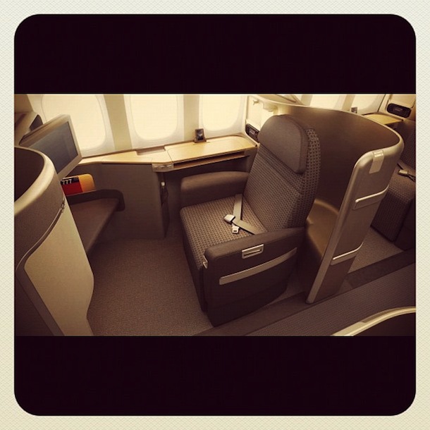 Foto de los nuevos asientos de American Airlines AA publicada en Instagram
